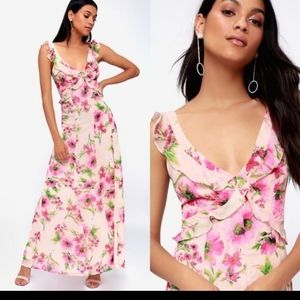 Lulus Feeling Fleur-ty Pink Floral Maxi Dress